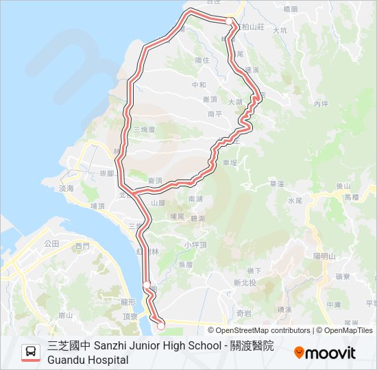 F135三芝國中 Bus Line Map