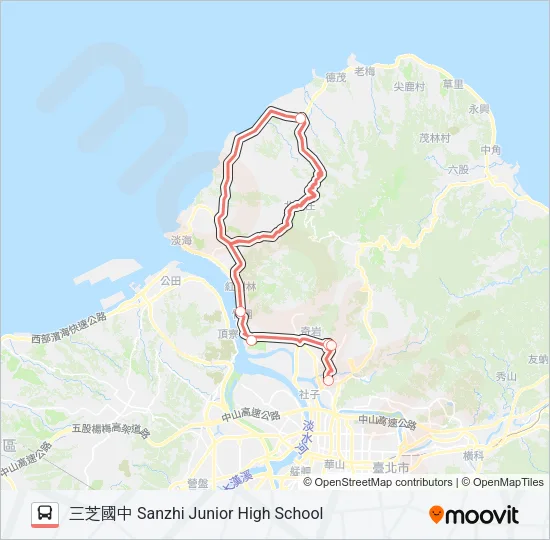 F137三芝國中 Bus Line Map