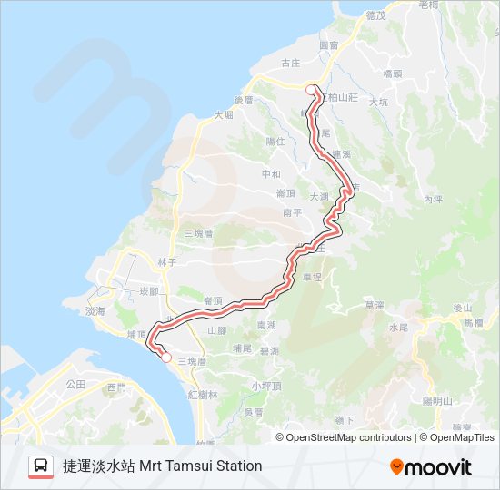 F139行經台2線三芝國中 Bus Line Map