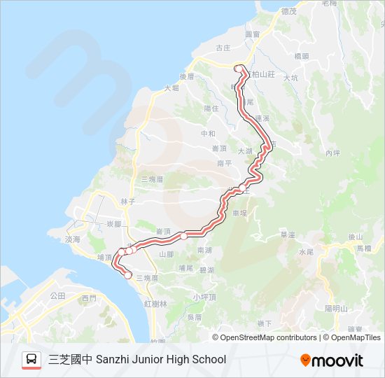 F139行經101線三芝國中 Bus Line Map