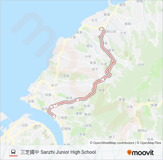 F139行經101線三芝國中 Bus Line Map