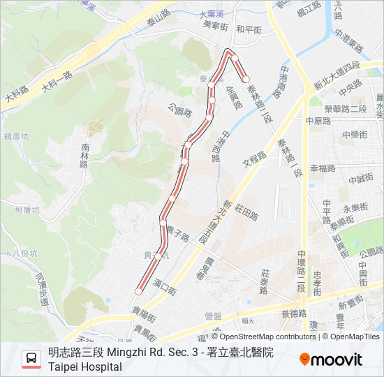 巴士F218明志路三段發車的線路圖