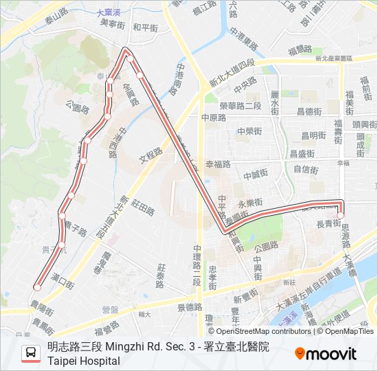 巴士F218明志路三段發車的線路圖