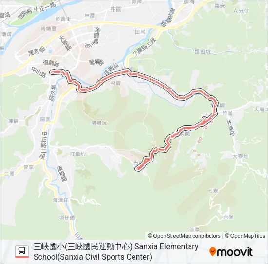 巴士F626新市民-行修宮-天后宮的線路圖