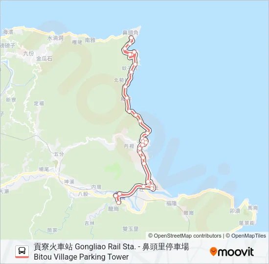 巴士F837貢寮火車站的線路圖