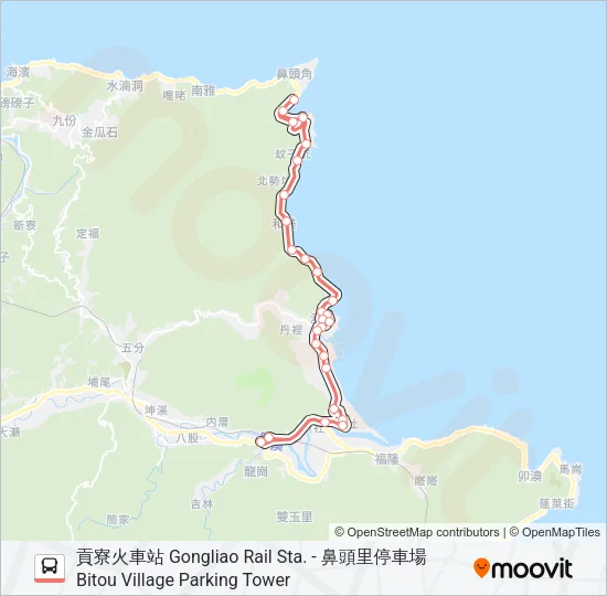 巴士F837貢寮火車站的線路圖