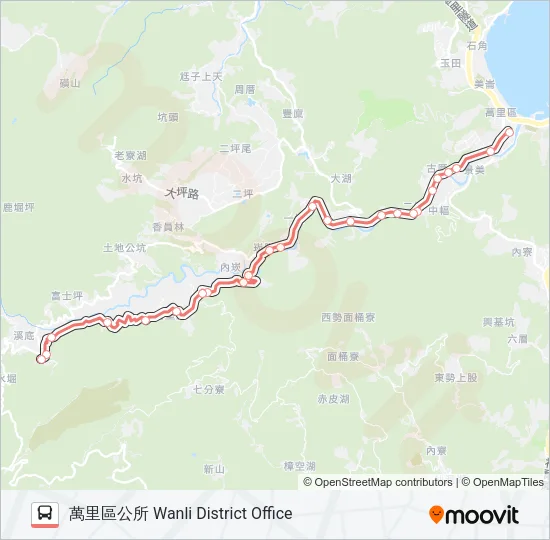 F922內崁萬里區公所 Bus Line Map
