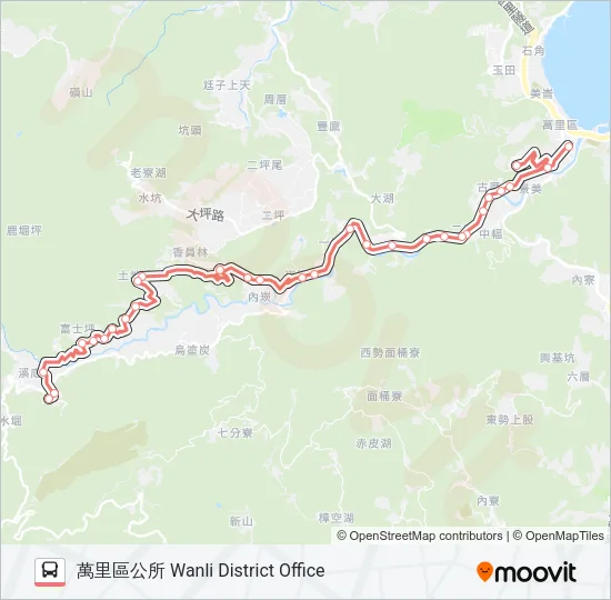 F922烏塗炭萬里區公所 Bus Line Map