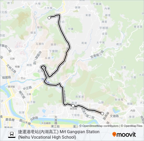 巴士通勤18去程半的線路圖