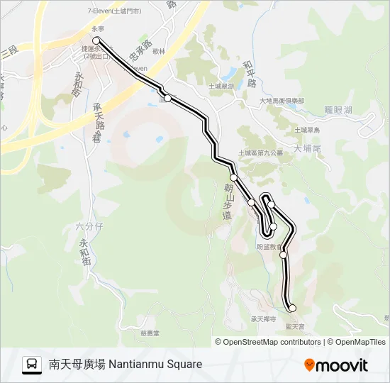承天路-南天母廣場 Bus Line Map