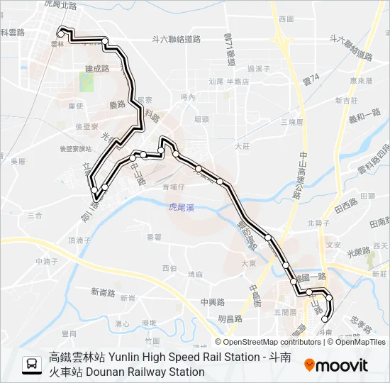 7102A Bus Line Map