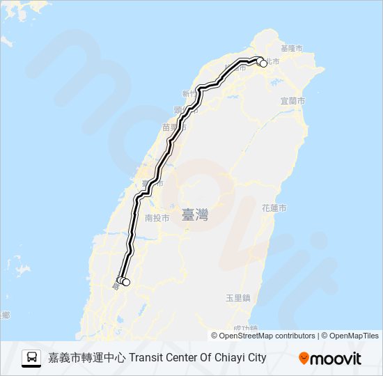 1834 bus Line Map