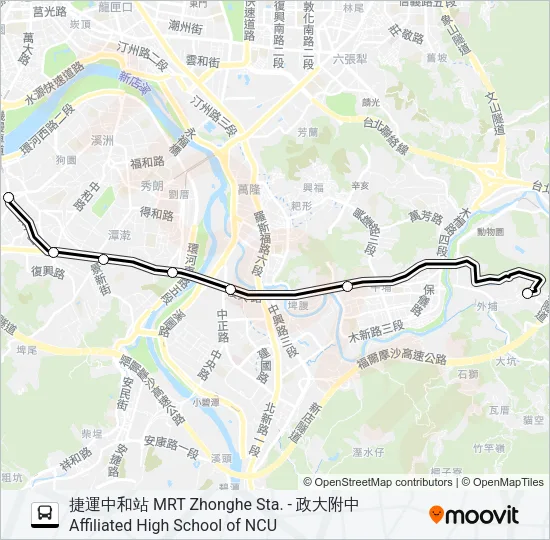 捷運中和站-政大附中  Line Map