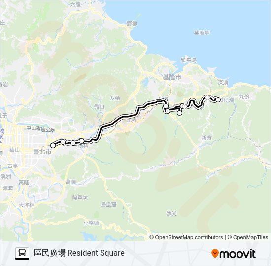 巴士瑞芳(經東碇路)-松山車站去的線路圖