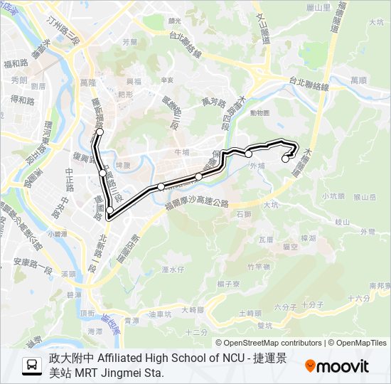 政大附中-捷運景美站 bus Line Map