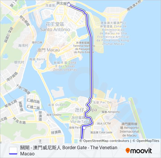 巴士關閘 - 澳門威尼斯人 BORDER GATE - THE VENETIAN MACAO的線路圖