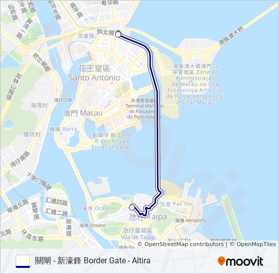 巴士關閘 -新濠鋒 BORDER GATE -  ALTIRA的線路圖