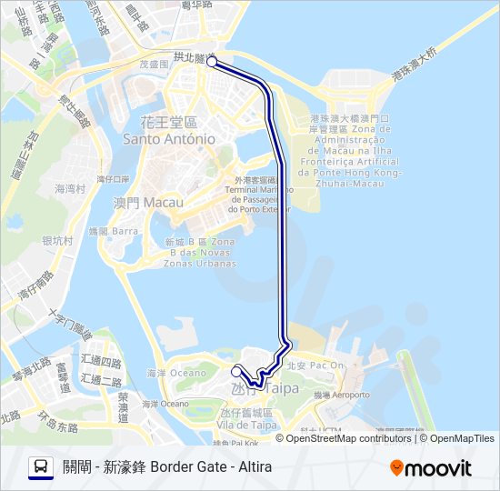 巴士關閘 -新濠鋒 BORDER GATE -  ALTIRA的線路圖