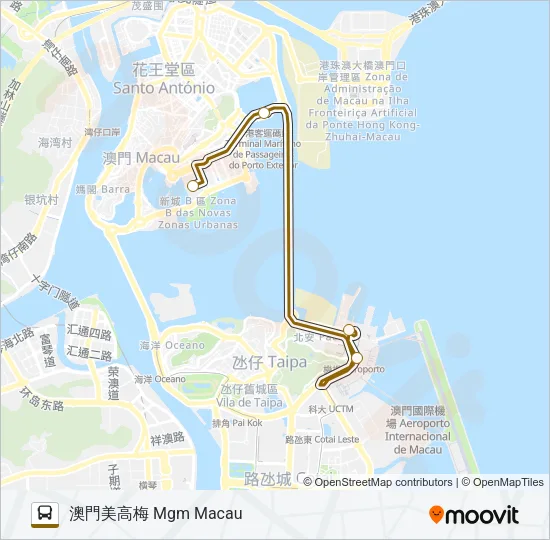 巴士澳門美高梅 MGM MACAU的線路圖