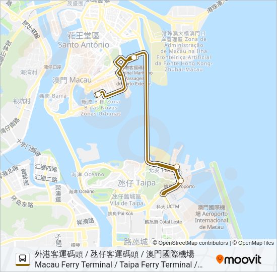 巴士澳門美高梅 MGM MACAU的線路圖