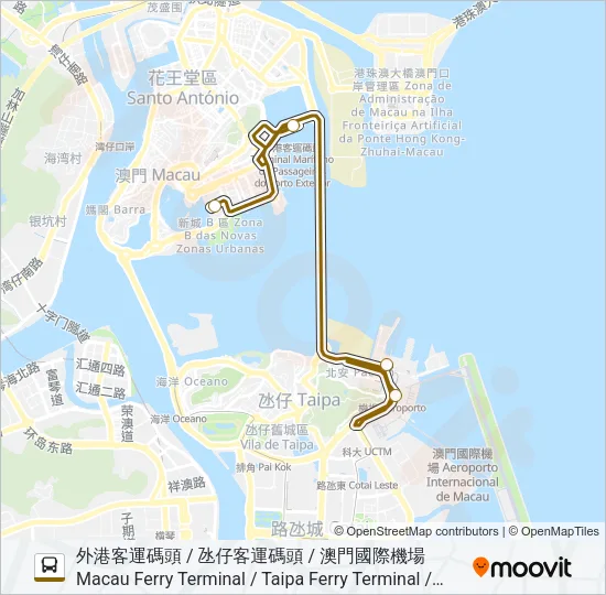 巴士澳門美高梅 MGM MACAU的線路圖