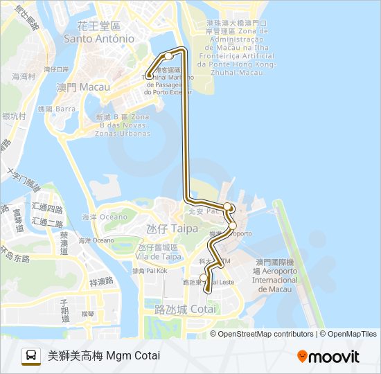 巴士美獅美高梅 MGM COTAI的線路圖