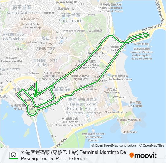 巴士澳博新幹線 (外港碼頭) SJM EXPRESS (OUTER HARBOUR FERRY TERMINAL)的線路圖
