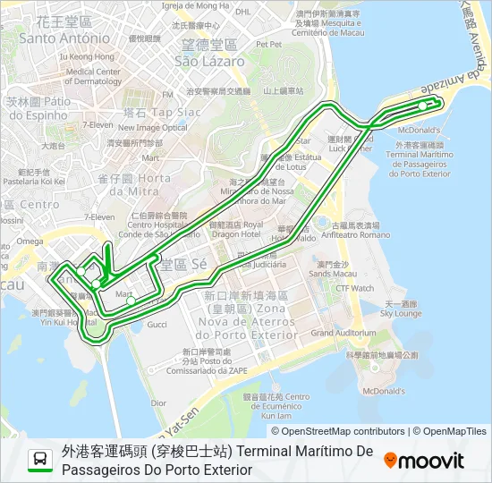 巴士澳博新幹線 (外港碼頭) SJM EXPRESS (OUTER HARBOUR FERRY TERMINAL)的線路圖