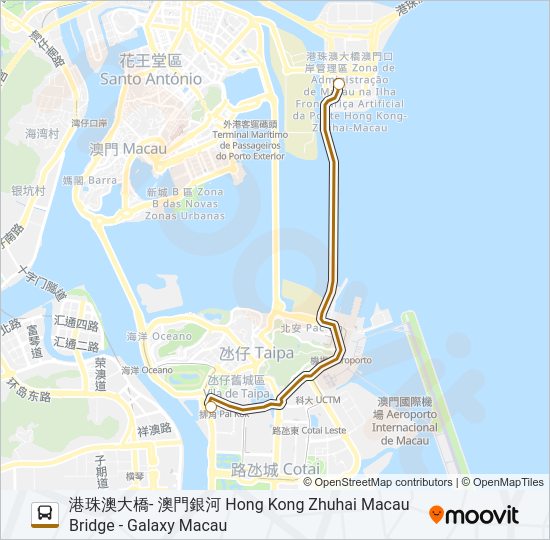 港珠澳大橋- 澳門銀河 HONG KONG ZHUHAI MACAU BRIDGE - GALAXY MACAU Bus Line Map