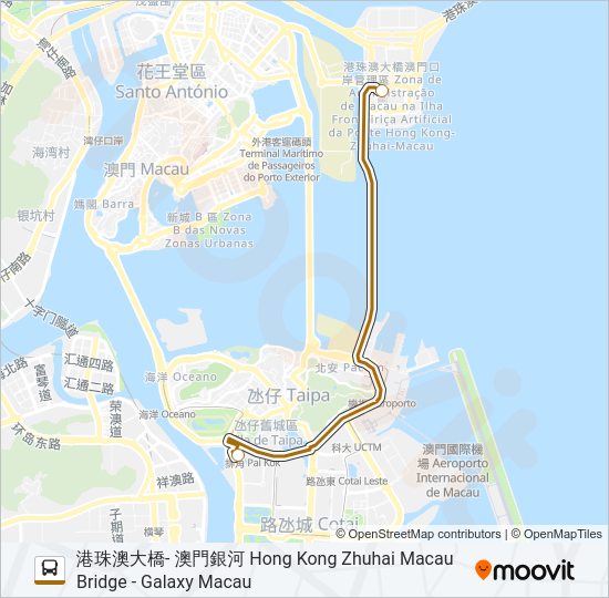 港珠澳大橋- 澳門銀河 HONG KONG ZHUHAI MACAU BRIDGE - GALAXY MACAU Bus Line Map