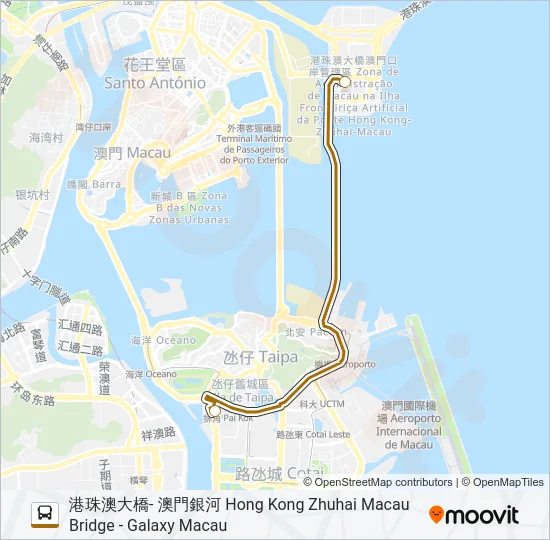 港珠澳大橋- 澳門銀河 HONG KONG ZHUHAI MACAU BRIDGE - GALAXY MACAU Bus Line Map
