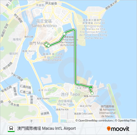 巴士澳博新幹線 (氹仔碼頭 / 機場) SJM EXPRESS (TAIPA FERRY TERMINAL / AIRPORT)的線路圖