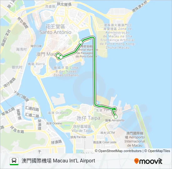 澳博新幹線 (氹仔碼頭 / 機場) SJM EXPRESS (TAIPA FERRY TERMINAL / AIRPORT) Bus Line Map