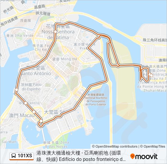 101XS Bus Line Map
