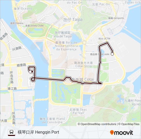 橫琴口岸 - 永利皇宮 HENGQIN PORT - WYNN PALACE Bus Line Map
