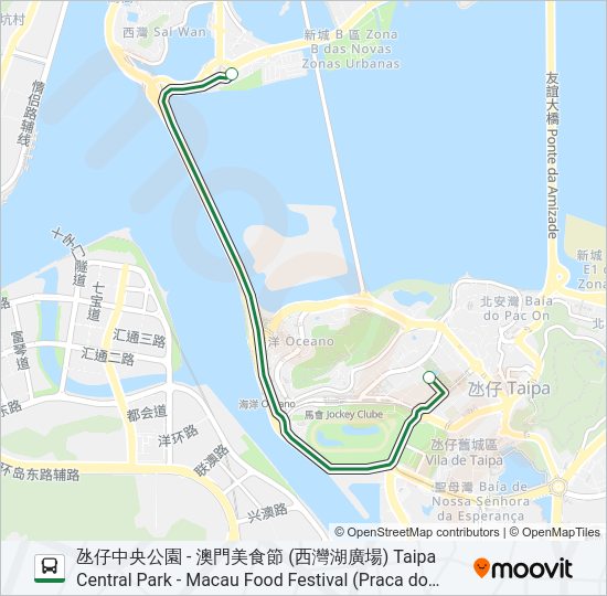 美食節穿梭巴士 - 氹仔線 MACAU FOOD FESTIVAL SHUTTLE BUS (TAIPA) Bus Line Map