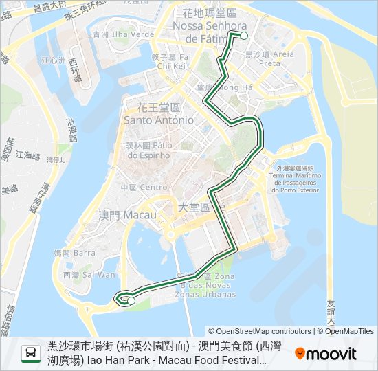 美食節穿梭巴士 - 祐漢線 MACAU FOOD FESTIVAL SHUTTLE BUS (IAO HAN) Bus Line Map