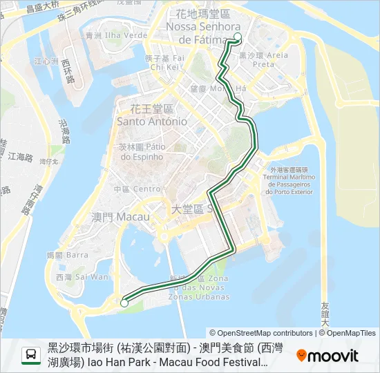 美食節穿梭巴士 - 祐漢線 MACAU FOOD FESTIVAL SHUTTLE BUS (IAO HAN) Bus Line Map