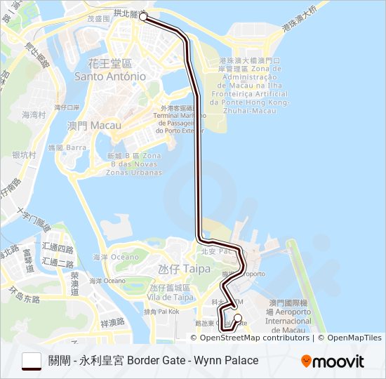 巴士關閘 - 永利皇宮 BORDER GATE - WYNN PALACE的線路圖