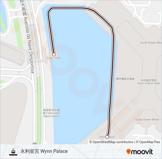 索道永利皇宮觀光纜車 WYNN PALACE SKYCAB的線路圖