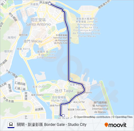 關閘 - 新濠影匯 BORDER GATE - STUDIO CITY Bus Line Map