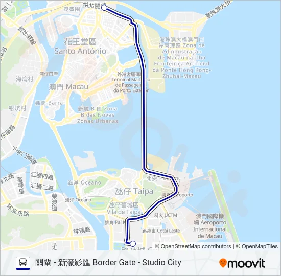 關閘 - 新濠影匯 BORDER GATE - STUDIO CITY Bus Line Map