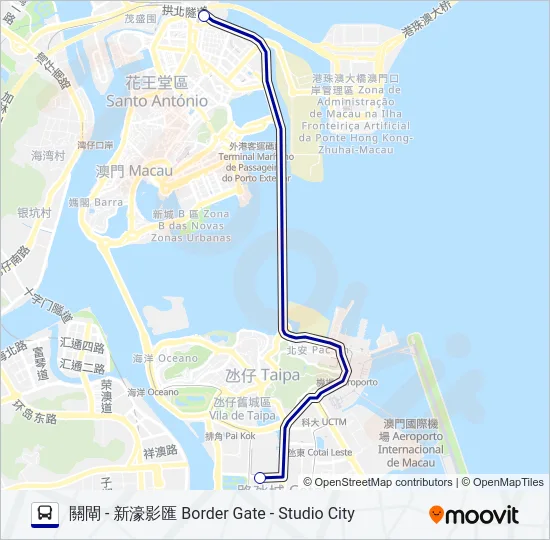 關閘 - 新濠影匯 BORDER GATE - STUDIO CITY Bus Line Map