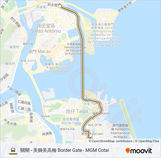 巴士關閘 - 美獅美高梅 BORDER GATE - MGM COTAI的線路圖