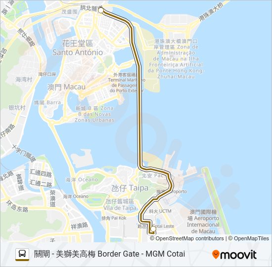 巴士關閘 - 美獅美高梅 BORDER GATE - MGM COTAI的線路圖