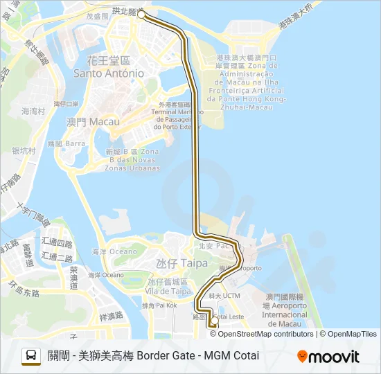 關閘 - 美獅美高梅 BORDER GATE - MGM COTAI Bus Line Map