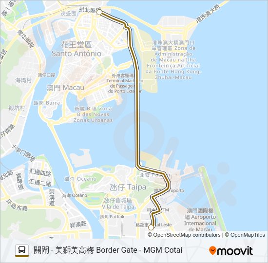 巴士關閘 - 美獅美高梅 BORDER GATE - MGM COTAI的線路圖