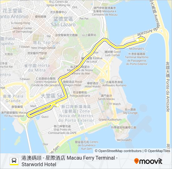 巴士星際 STARWORLD - 1的線路圖