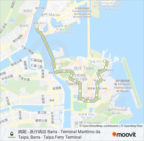 輕鐵氹仔線 LINHA DA TAIPA, TAIPA LINE的線路圖