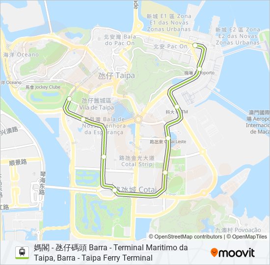 輕鐵氹仔線 LINHA DA TAIPA, TAIPA LINE的線路圖